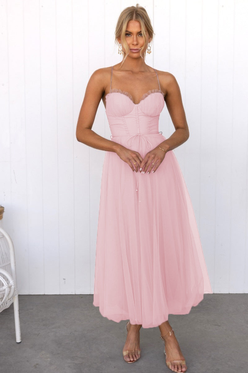 Aria - Modernes Prinzessin Chiffon Hosenträger Party Maxikleid