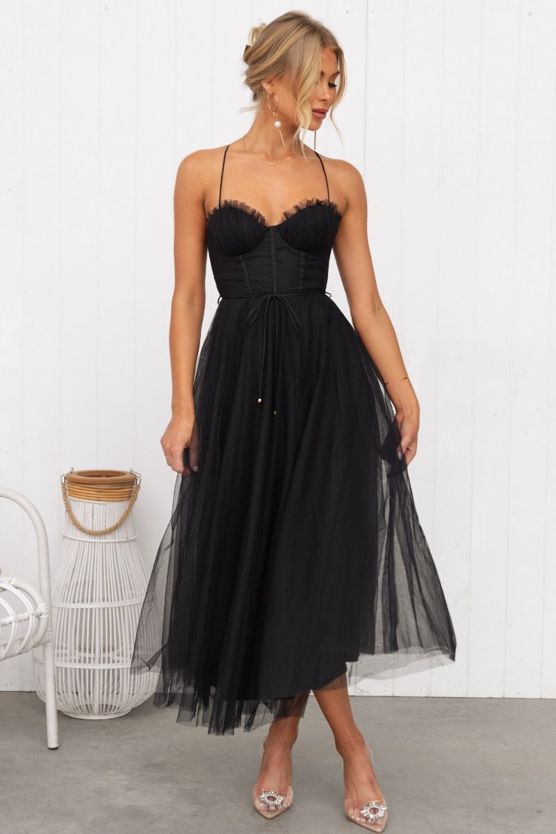 Aria - Modernes Prinzessin Chiffon Hosenträger Party Maxikleid