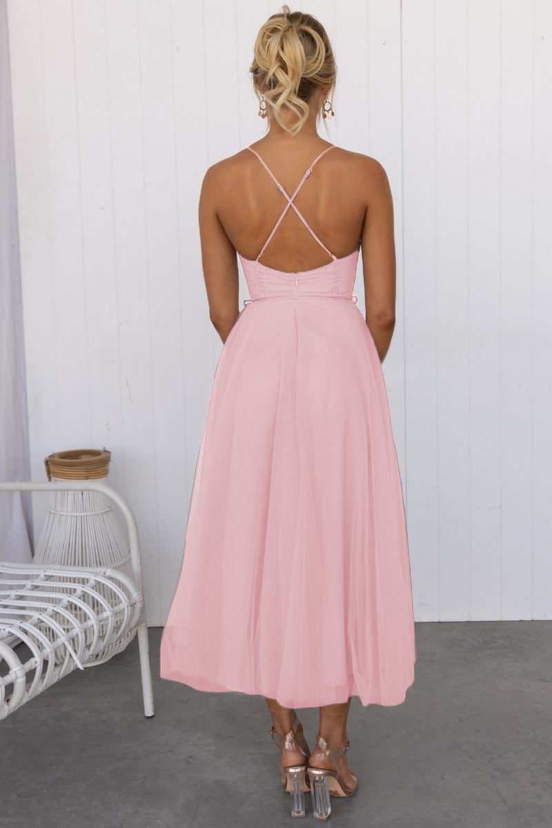 Aria - Modernes Prinzessin Chiffon Hosenträger Party Maxikleid