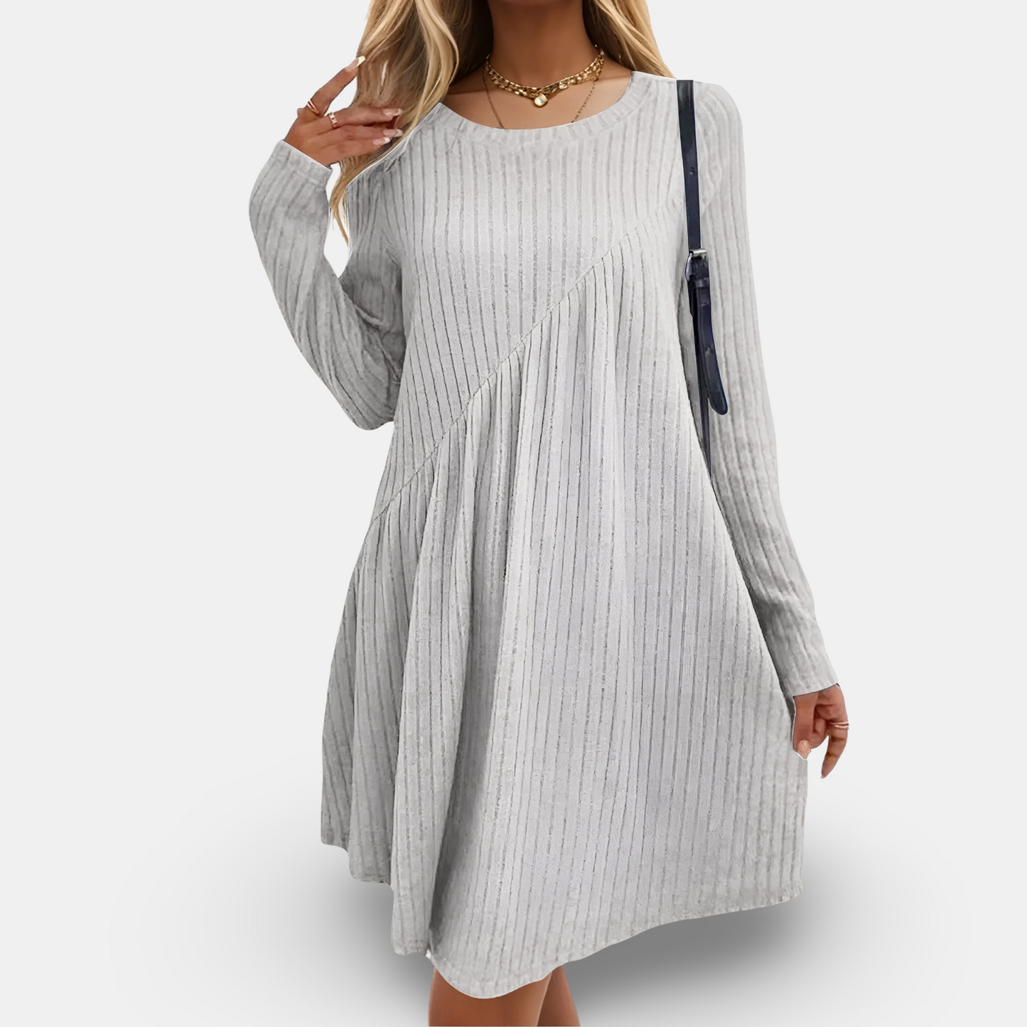 Clarita | Weiches & Cequemes Kleid mit langen Ärmeln
